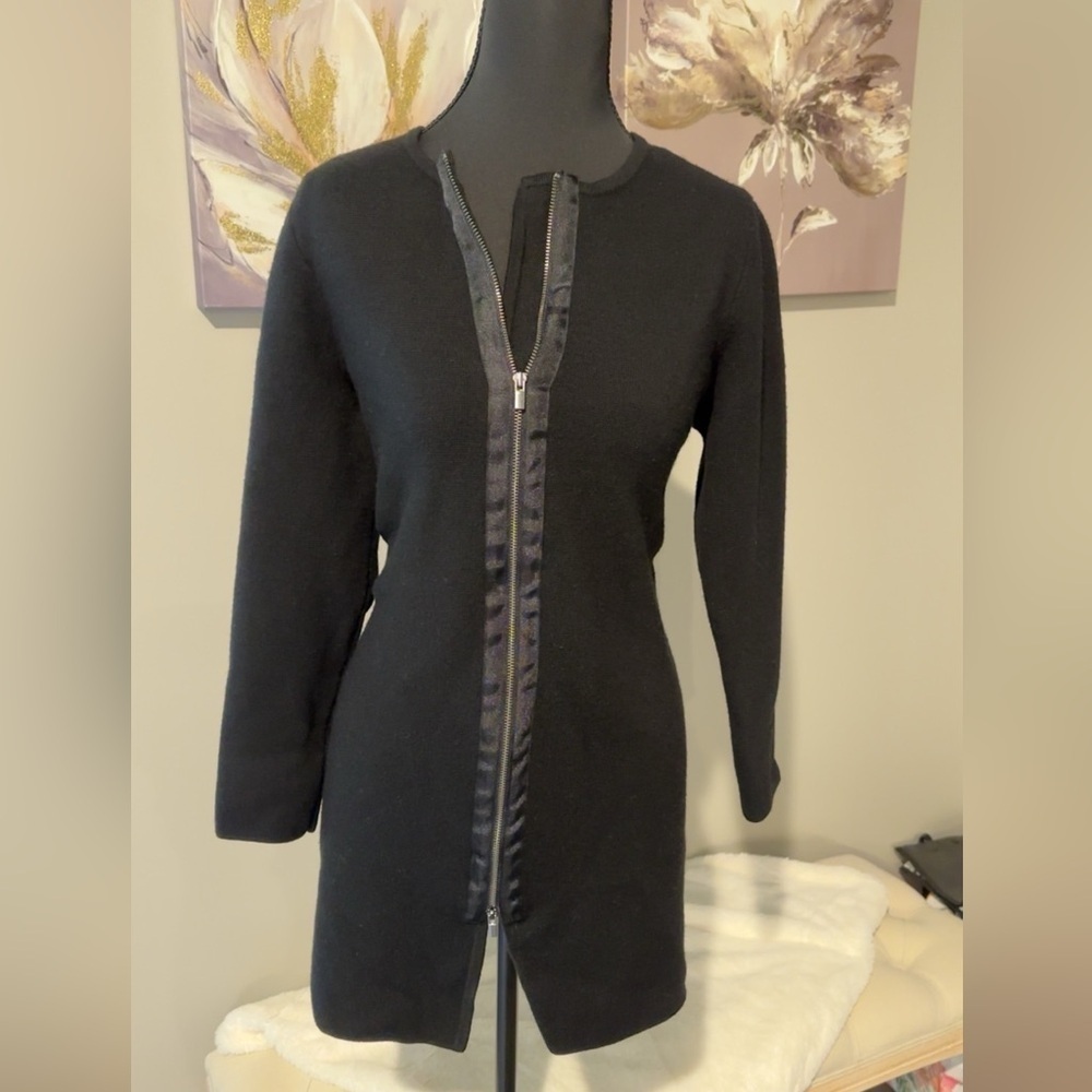 Talbots Black Pure Merino Wool Sweater Dress Medium Petite